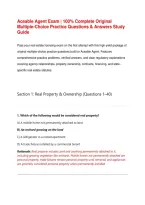  Aceable Agent Exam &vert; 100&percnt; Complete Original Multiple-Choice Practice Questions & Answers Study Guide