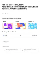 NSG 552 EXAM 3 2026&sol;2027 &vert; PSYCHOPHARMACOLOGY STUDY GUIDE&comma; EXAM REVIEW & PRACTICE QUESTIONS