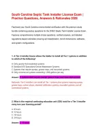 South Carolina Septic Tank Installer License Exam &vert; 200 Practice Questions&comma; Answers & Rationales