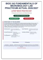 BIOS 242 FUNDAMENTALS OF MICROBIOLOGY LAB PRACTICUM ACTUAL EXAM 2026&sol;2027 &vert; 170 Questions with Verified Answers & Detailed Rationales &vert; 100&percnt; Guaranteed Pass