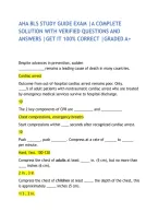 AHA BLS STUDY GUIDE EXAM &vert;A COMPLETE SOLUTION WITH VERIFIED QUESTIONS AND ANSWERS &vert;GET IT 100&percnt; CORRECT &vert;GRADED A&plus;