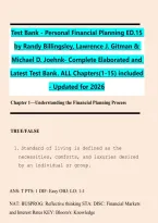 Test Bank - Personal Financial Planning ED&period;15  by Randy Billingsley&comma; Lawrence J&period; Gitman &  Michael D&period; Joehnk- Complete Elaborated and  Latest Test Bank&period; ALL Chapters&lpar;1-15&rpar; included - Updated for 2026  