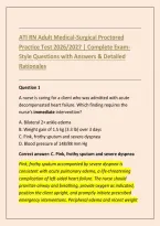 ATI RN Adult Medical-Surgical &vert; Proctored Practice Questions 2026&sol;2027 &vert; Adult Nursing&comma; Clinical Care&comma; Pharmacology &plus; Verified Answers & Rationales