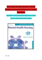 TEST BANK FOR Introductory Mental Health Nursing Fifth&comma; North American Edition by Cynthia Kincheloe ISBN&colon;978-1975211240 COMPLETE GUIDE ALL CHAPTERS COVERED 100&percnt; VERIFIED A&plus; GRADE ASSURED&excl;&excl;&excl;&excl;&excl; NEW LATEST UPDATE&excl;&excl;&excl;&excl;&excl;