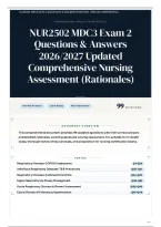 NUR2502 MDC3 Exam 2 Questions & Answers 2026&sol;2027 Updated Comprehensive Nursing Assessment &lpar;Rationales&rpar;