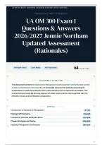 UA OM 300 Exam 1 Questions & Answers 2026&sol;2027 Jennie Northam Updated Assessment &lpar;Rationales&rpar;