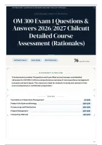 OM 300 Exam 1 Questions & Answers 2026&sol;2027 Chilcutt Detailed Course Assessment &lpar;Rationales&rpar;