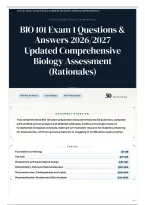 BIO 101 Exam 1 Questions & Answers 2026&sol;2027 Updated Comprehensive Biology Assessment &lpar;Rationales&rpar;