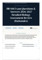 BIO 101 Exam Questions & Answers 2026&sol;2027 Detailed Biology Assessment Review &lpar;Rationales&rpar;