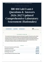 BIO 101 Lab Exam 1 Questions & Answers 2026&sol;2027 Updated Comprehensive Laboratory Assessment &lpar;Rationales&rpar;