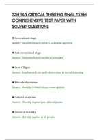 SSH 105 CRITICAL THINKING FINAL EXAM&NewLine;COMPREHENSIVE TEST PAPER WITH&NewLine;SOLVED QUESTIONS