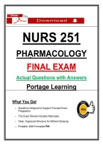 NURS 251 &NewLine;PHẠRMẠCOLOGY &NewLine;FINẠL EXẠM  &NewLine;Ạctuạl Questions with Ạnswers  &NewLine;Portạge Leạrning