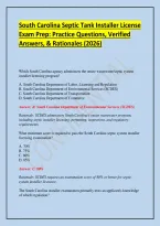 South Carolina Septic Tank Installer License Exam Prep&colon; Practice Questions&comma; Verified Answers&comma; & Rationales &lpar;2026&rpar;&NewLine;
