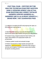 CRAT Final Exam Certified Rhythm Analysis Technician Prep &vert; 490 Actual Questions &lpar;2 Versions&rpar; & Verified Answers &lpar;Graded A&plus;&rpar;&NewLine;