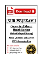 NUR 253 Exam 1&vert; Mental health Nursing &vert; 2026 Update &vert; 100&percnt; Correct &ndash; Galen College 