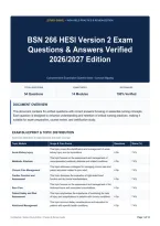 BSN 266 HESI Version 2 Exam Questions & Answers Verified 2026&sol;2027 Edition