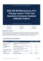 BSN 266 ISB Maintenance of IV Therapy Lesson 1 Post Test Questions & Answers Updated 2026&sol;2027 Edition