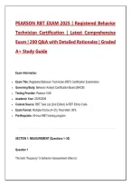 Pearson RBT Exam 2026&sol;2027 &ndash; 200 Practice Q&A with Detailed Rationales &vert; Registered Behavior Technician Certification Study Guide