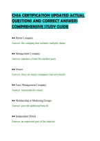 CHIA CERTIFICATION UPDATED ACTUAL&NewLine;QUESTIONS AND CORRECT ANSWERS&NewLine;COMPREHENSIVE STUDY GUIDE&NewLine;