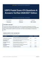 USPS Postal Exam 474 Questions & Answers Verified 2026&sol;2027 Edition