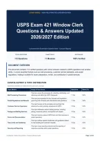 USPS Exam 421 Window Clerk Questions & Answers Updated 2026&sol;2027 Edition