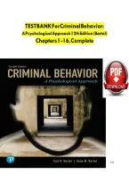 Test Bank For Criminal Behavior&colon; A Psychological Approach 12th Edition &vert; Curt R&period; Bartol & Anne M&period; Bartol &vert;
