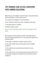 CITI TRAINING QUIZ ACTUAL QUESTIONS&NewLine;WITH VERIFIED SOLUTIONS