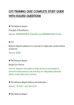 CITI TRAINING QUIZ COMPLETE STUDY GUIDE&NewLine;WITH SOLVED QUESTIONS&NewLine;