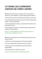 CITI TRAINING QUIZ COMPREHENSIVE&NewLine;QUESTIONS AND CORRECT ANSWERS