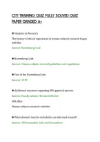 CITI TRAINING QUIZ FULLY SOLVED QUIZ&NewLine;PAPER GRADED A&plus;