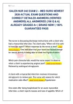 Galen NUR 242 Medical-Surgical Nursing II Exam 2 2026&colon; 190 Real Questions with Graded Rationales