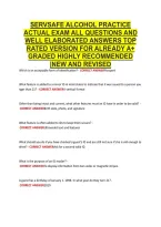 SERVSAFE ALCOHOL PRACTICE &NewLine;ACTUAL EXAM ALL QUESTIONS AND &NewLine;WELL ELABORATED ANSWERS TOP &NewLine;RATED VERSION FOR ALREADY A&plus; &NewLine;GRADED HIGHLY RECOMMENDED &NewLine;&vert;NEW AND REVISED 