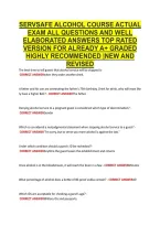 SERVSAFE ALCOHOL COURSE ACTUAL &NewLine;EXAM ALL QUESTIONS AND WELL &NewLine;ELABORATED ANSWERS TOP RATED &NewLine;VERSION FOR ALREADY A&plus; GRADED &NewLine;HIGHLY RECOMMENDED &vert;NEW AND &NewLine;REVISED 