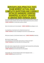 SERVSAFE 2026 &lpar;PRACTICE TEST&rpar; &NewLine;EXAM NEWEST ACTUAL EXAM &NewLine;COMPLETE QUESTIONS AND CORRECT &NewLine;DETAILED ANSWERS &lpar;VERIFIED &NewLine;ANSWERS&rpar; &vert;ALREADY GRADED &NewLine;A&plus;&vert;&vert;BRAND NEW VERSION 2026&excl;&excl;&excl; 