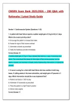 CMSRN Exam 2025&sol;2026 &ndash; 200 Practice Questions & Answers with Detailed Rationales &vert; Certified Medical-Surgical Registered Nurse Study Guide