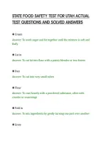 STATE FOOD SAFETY TEST FOR UTAH ACTUAL&NewLine;TEST QUESTIONS AND SOLVED ANSWERS&NewLine;