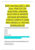 AHIP Final Exam 2027 &vert; 200&plus; &NewLine;Exam  PRACTICE 250 &NewLine;QUESTIONS &vert;ORIGINAL &NewLine;QUESTIONS & ANSWERS &NewLine;&vert;DETAILED RATIONALES &NewLine;&vert;HINTED COMPLETE EXAM &NewLine;PREP GRADED A&plus;&ast;INSTANT &NewLine;DOWNLOAD PDF 