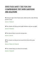 STATE FOOD SAFETY TEST FOR UTAH&NewLine;COMPREHENSIVE TEST PAPER QUESTIONS&NewLine;AND SOLUTIONS&NewLine;