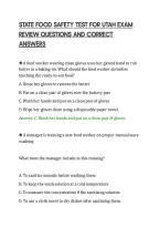 STATE FOOD SAFETY TEST FOR UTAH EXAM&NewLine;REVIEW QUESTIONS AND CORRECT&NewLine;ANSWERS