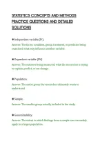 STATISTICS CONCEPTS AND METHODS&NewLine;PRACTICE QUESTIONS AND DETAILED&NewLine;SOLUTIONS