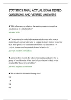 STATISTICS FINAL ACTUAL EXAM TESTED&NewLine;QUESTIONS AND VERIFIED ANSWERS&NewLine;