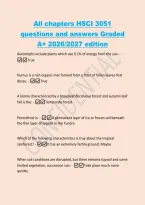 All chapters HSCI 3051&NewLine;questions and answers Graded&NewLine;A&plus; 2026&sol;2027 edition&NewLine;Autotrophs include plants which use 0&period;1&percnt; of energy from the sun&period; -&NewLine;True&NewLine;Humus is a rich organic mat formed from a litter of fallen leaves that&NewLine;decay&period; -True&NewLine;A biome characteriz