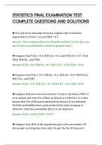 STATISTICS FINAL EXAMINATION TEST&NewLine;COMPLETE QUESTIONS AND SOLUTIONS