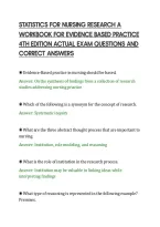 STATISTICS FOR NURSING RESEARCH A&NewLine;WORKBOOK FOR EVIDENCE BASED PRACTICE&NewLine;4TH EDITION ACTUAL EXAM QUESTIONS AND&NewLine;CORRECT ANSWERS