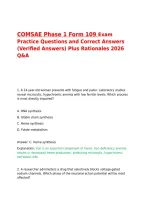 COMSAE Phase 1 Form 109 Exam Practice Questions and Correct Answers &lpar;Verified Answers&rpar; Plus Rationales 2026 Q&A&NewLine;