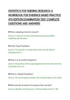 STATISTICS FOR NURSING RESEARCH A&NewLine;WORKBOOK FOR EVIDENCE BASED PRACTICE&NewLine;4TH EDITION EXAMINATION TEST COMPLETE&NewLine;QUESTIONS AND ANSWERS&NewLine;