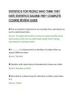 STATISTICS FOR PEOPLE WHO THINK THEY&NewLine;HATE STATISTICS SALKIND FREY COMPLETE&NewLine;COURSE REVIEW GUIDE&NewLine;