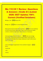Bio 110 CH 1 Review &vert; Questions&NewLine;& Answers &vert; Grade A&plus;&vert; &lpar;Latest&NewLine;2026&sol; 2027 Update&rpar; 100&percnt;&NewLine;Correct &lpar;Verified Solutions&rpar;&NewLine;Biology is the -study of life&NewLine;Biology can -lead to surprising discoveries&NewLine;Studying the natural world helps scientists&period;&period; -find new medi