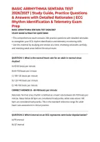 BASIC ARRHYTHMIA SENTARA TEST 2026&sol;2027 &vert; Study Guide&comma; Practice Questions & Answers with Detailed Rationales &vert; ECG Rhythm Identification & Telemetry Exam Prep