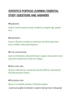 STATISTICS PORTAGE LEARNING ESSENTIAL&NewLine;STUDY QUESTIONS AND ANSWERS&NewLine;